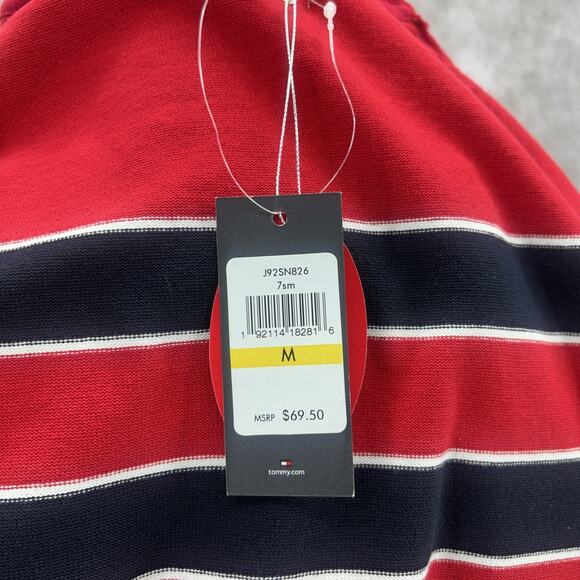 NWT Tommy Hilfiger Womens M Red Black White Striped Turtleneck Sweater Preppy - Picture 12 of 12